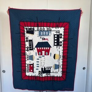 Judi Boisson‎ "Local Loco" in Old Blue-White-Crimson Hanging Crib Quilt